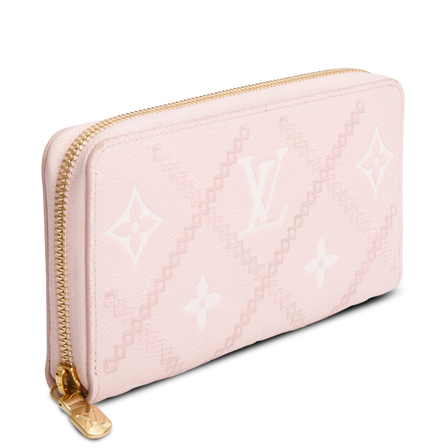 Louis Vuitton Pink Monogram Empreinte Broderie Leather Zippy Wallet