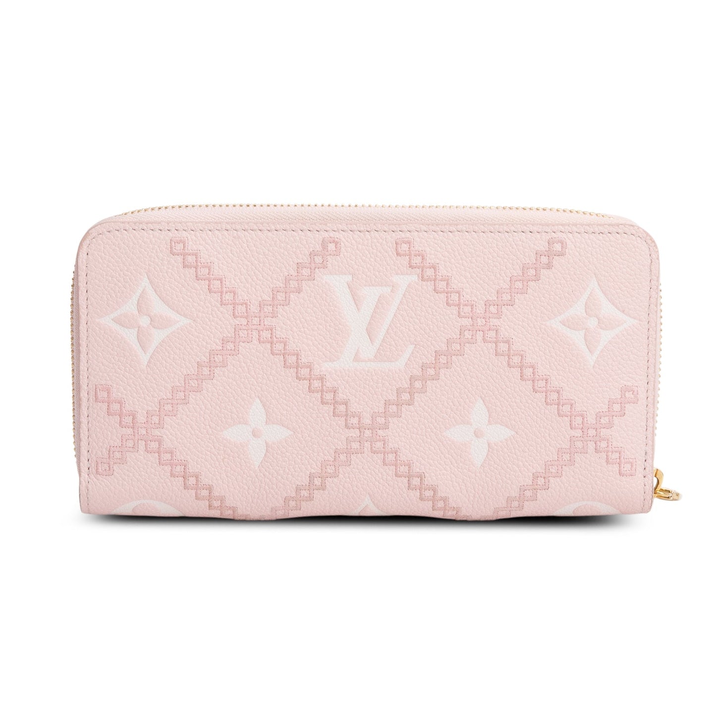 Louis Vuitton Pink Monogram Empreinte Broderie Leather Zippy Wallet