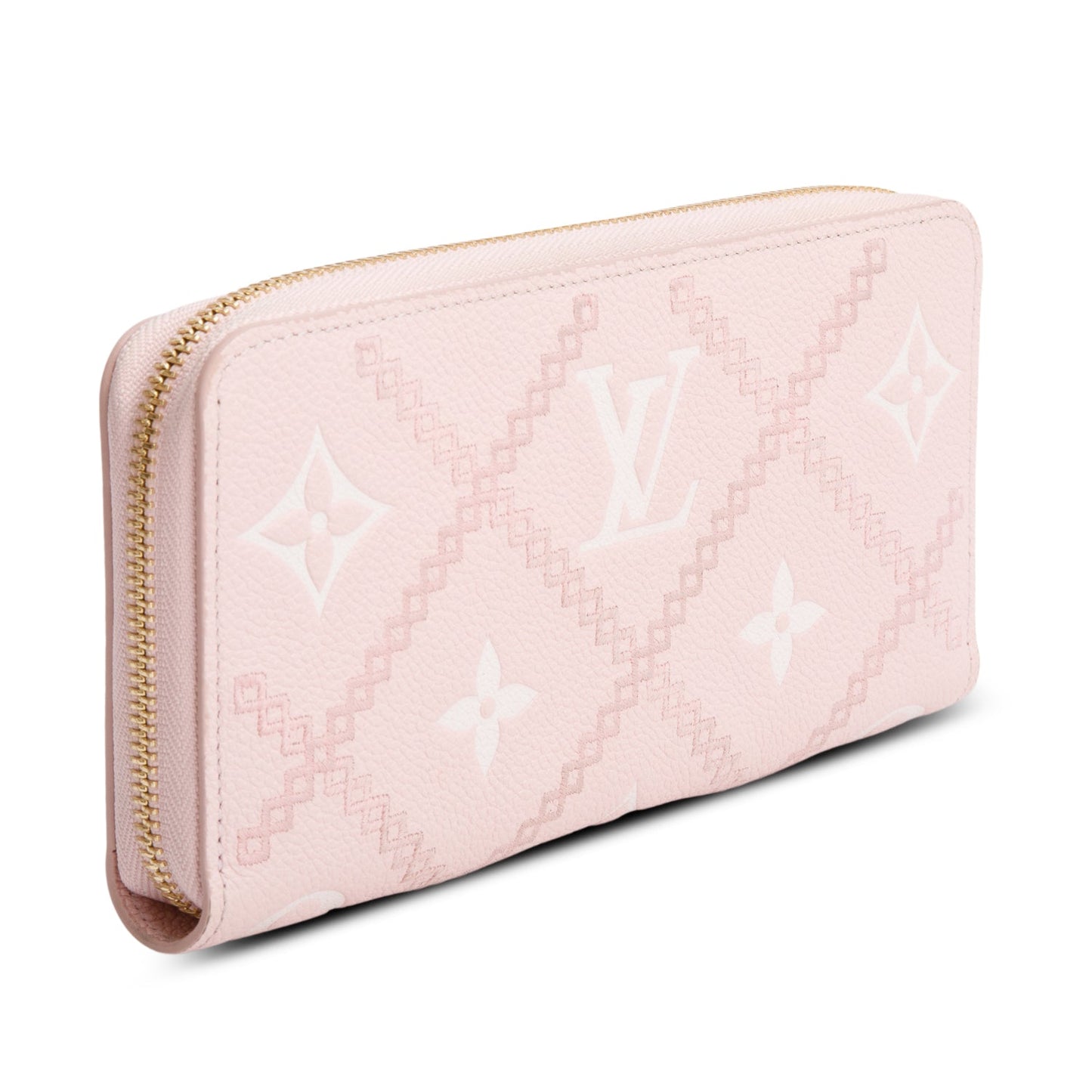 Louis Vuitton Pink Monogram Empreinte Broderie Leather Zippy Wallet