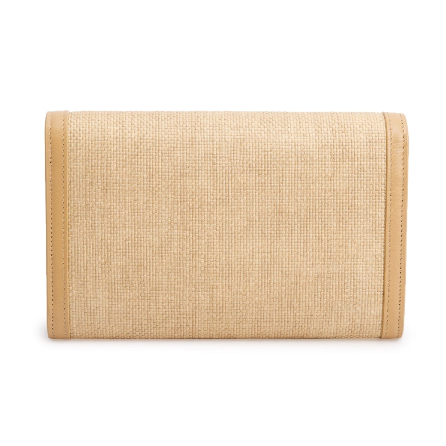 Saint Laurent 2021 Beige Raffia Uptown Chain Wallet