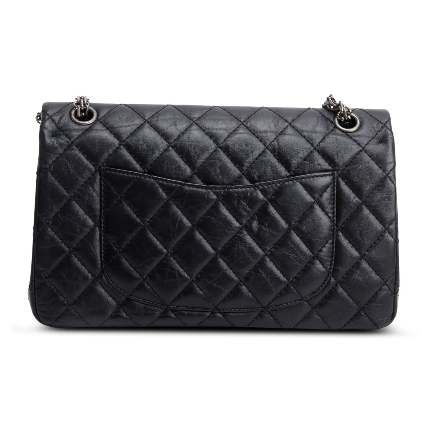 Chanel Black Aged Calfskin Leather 2.55 Reissue 226 Double Flap Bag