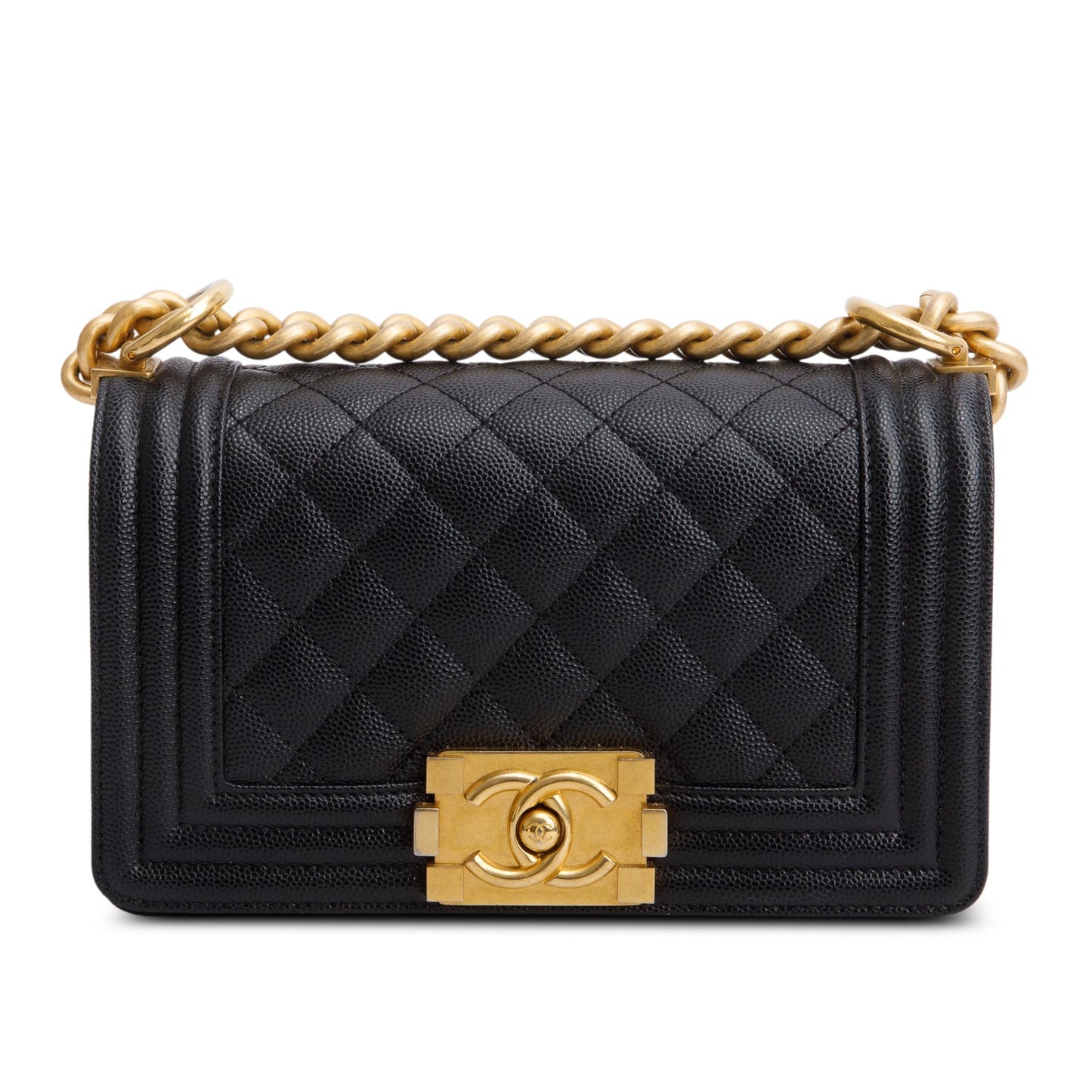Chanel 2024 Black Caviar Leather Small Boy Bag