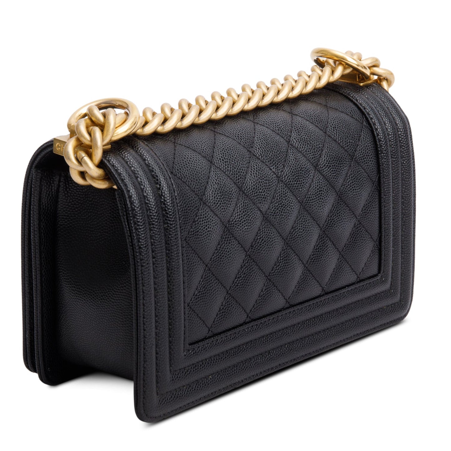 Chanel 2024 Black Caviar Leather Small Boy Bag