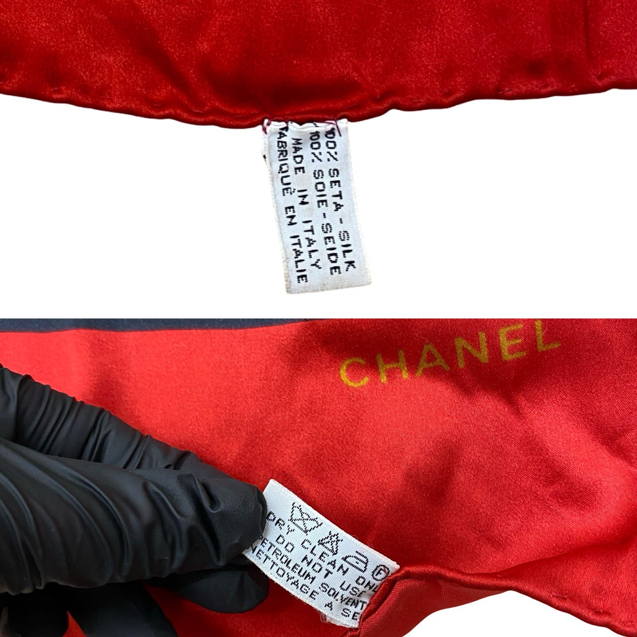 CHANEL scarf silk Red