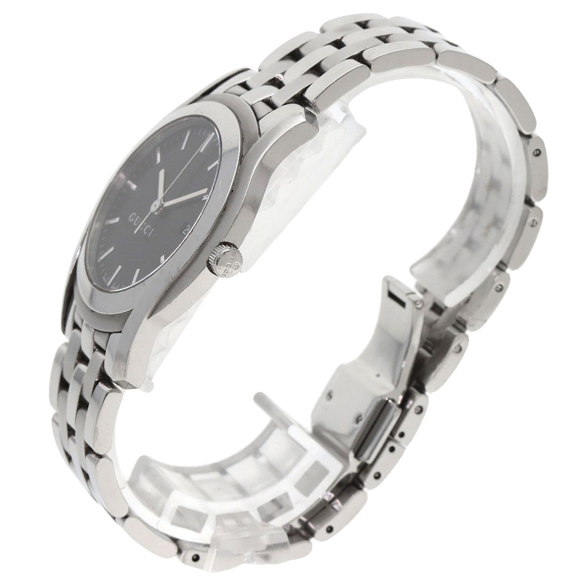 GUCCI Watches Quartz 5500XL Stainless Steel Silver Round face black dial mens
