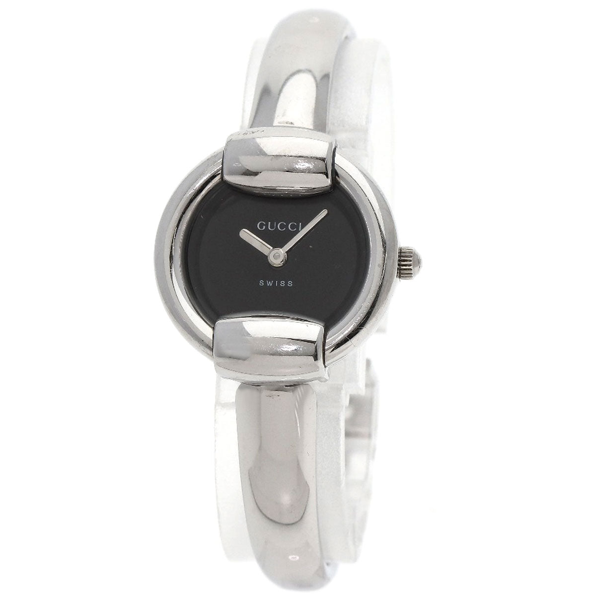 GUCCI Watches Quartz 1400L Stainless Steel , Stainless Steel Silver Round face black dial Women