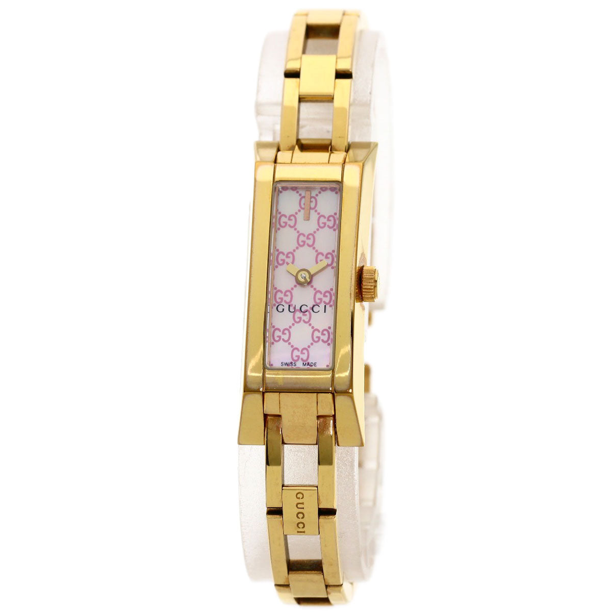 GUCCI Watches Quartz YA110 Gold Plated , Gold Plated gold GG square face Pink shell dial Women