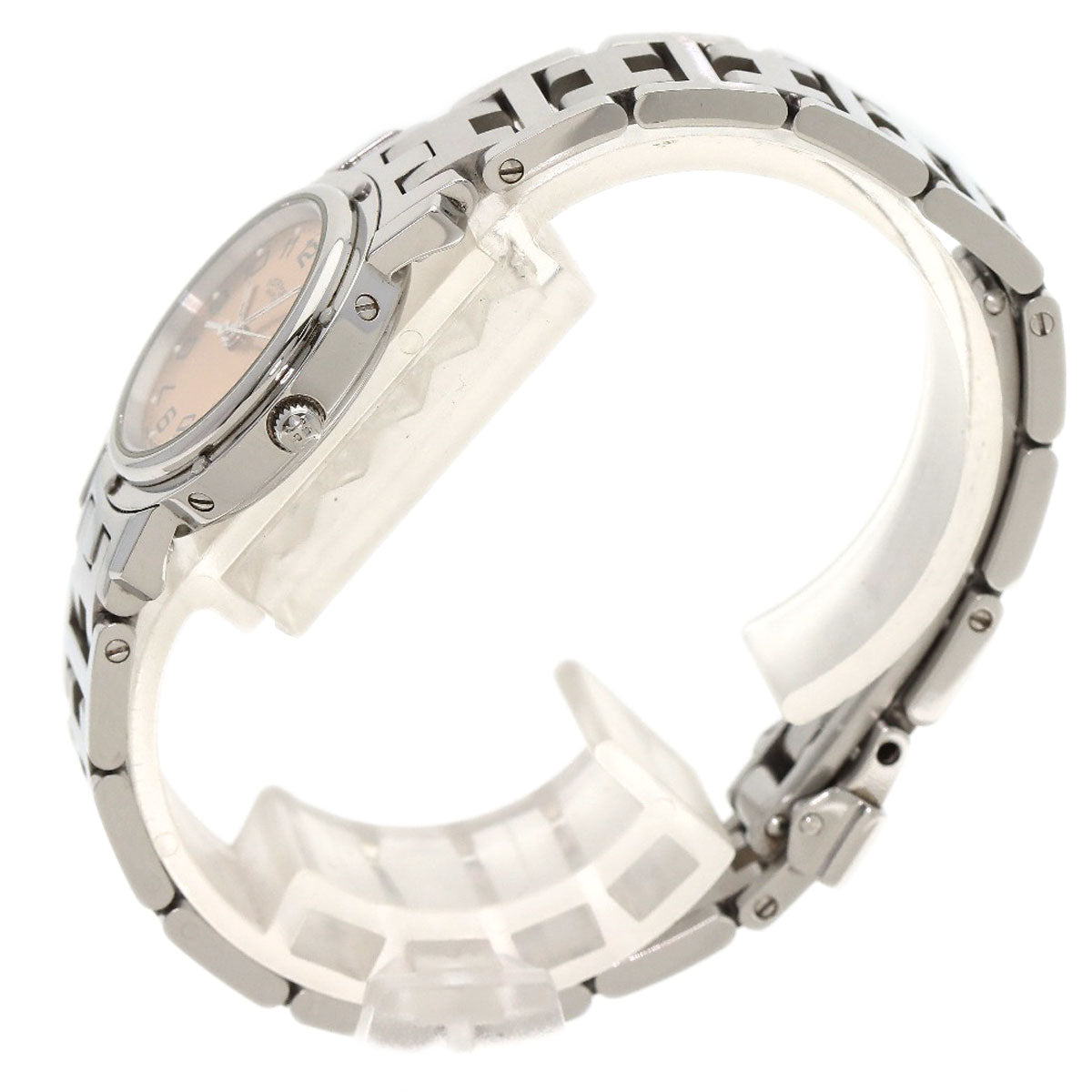 HERMES Watches Quartz CL4.210 Stainless Steel , Stainless Steel Silver Clipper pink dial Women