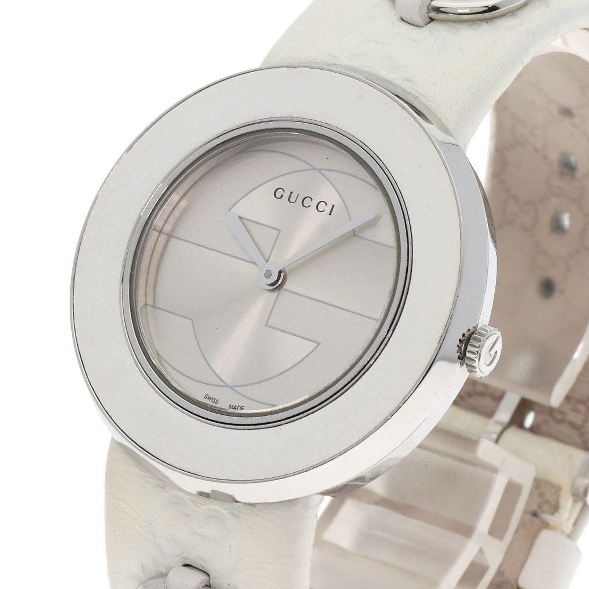 GUCCI Watches Quartz 129.4 Stainless Steel, Leather white You play Silver dial mens