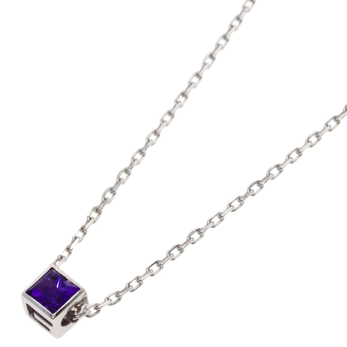 GUCCI Necklace K18WG Silver Square G Amethyst Women