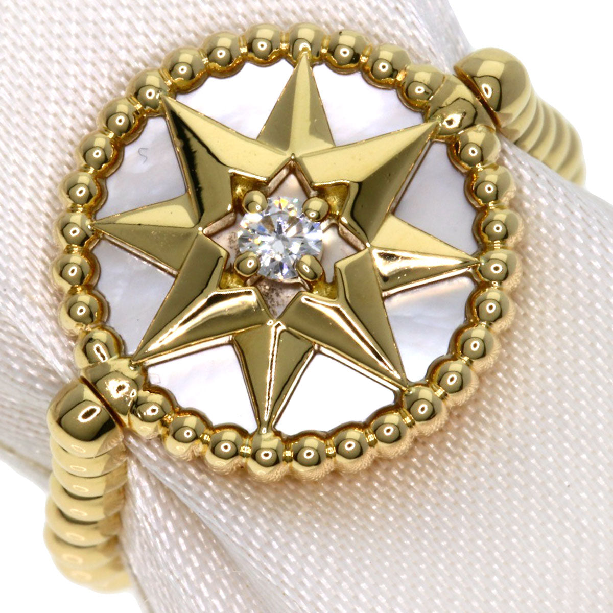Dior Ring 18K Yellow Gold gold Rose Devane White Shell Diamond #48 Women