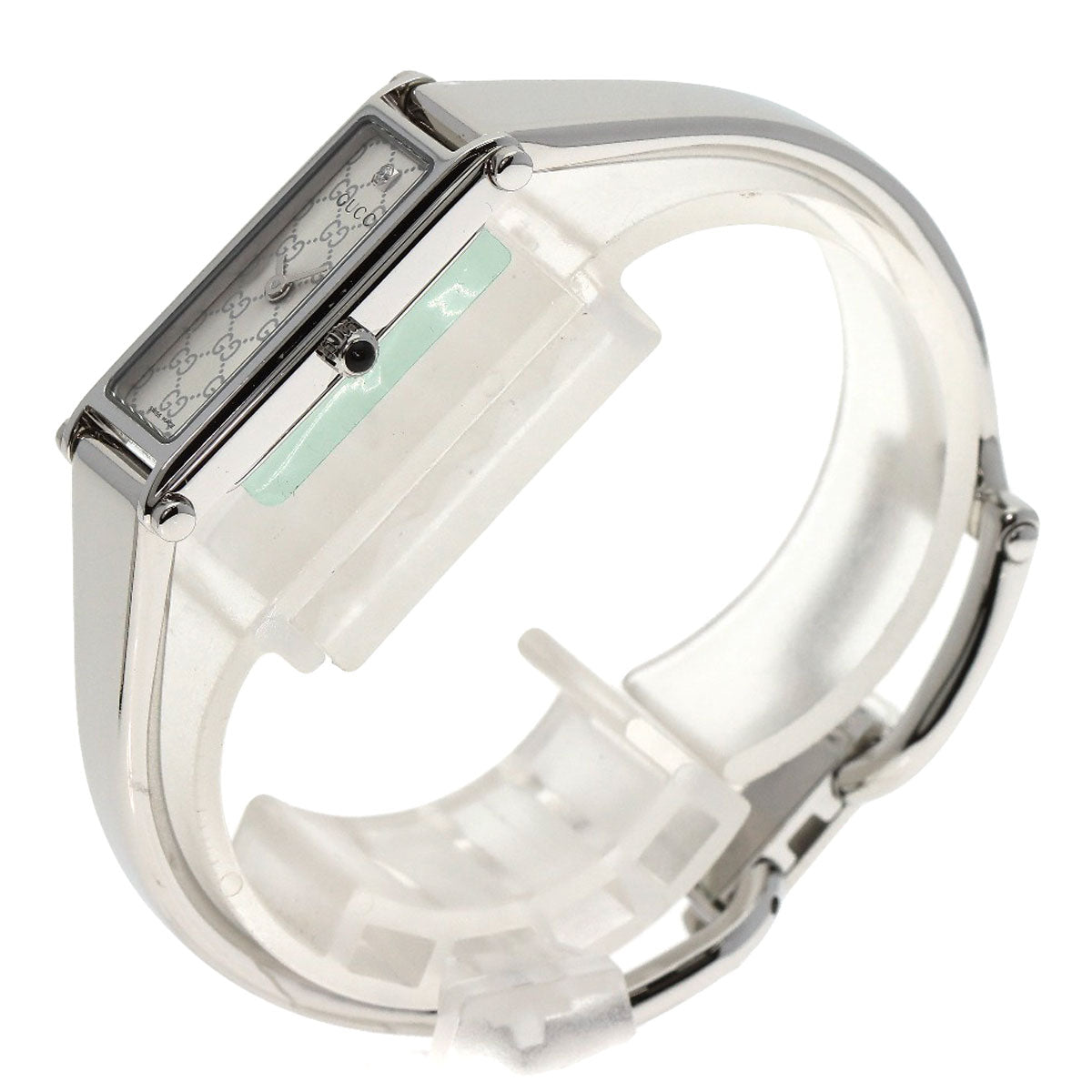 GUCCI Watches Quartz 1500L Stainless Steel , Stainless Steel Silver GG Square Face 1P Diamond Silver dial Women