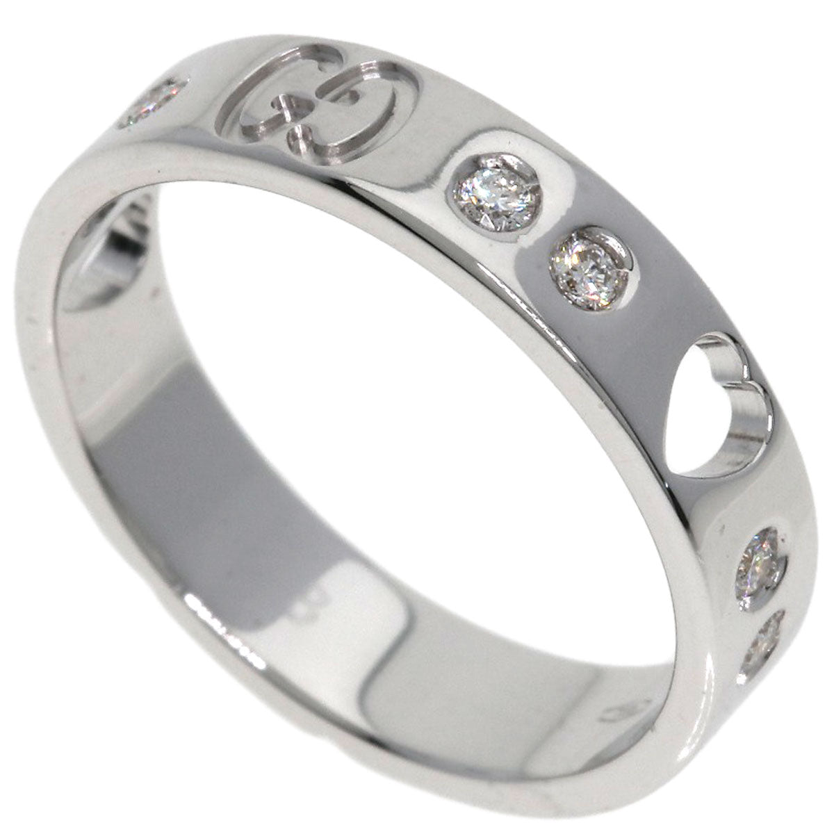 GUCCI Ring K18WG Silver Amor Heart 10P Diamond #8