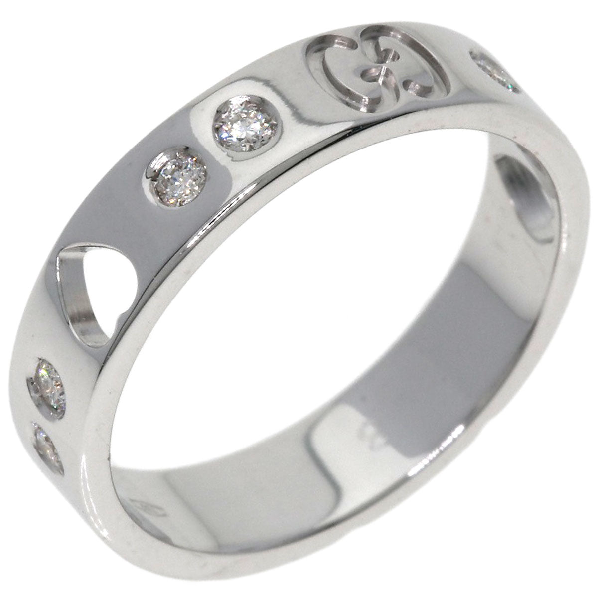 GUCCI Ring K18WG Silver Amor Heart 10P Diamond #8