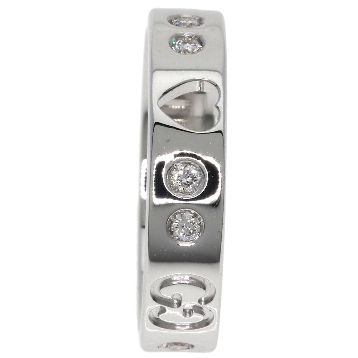 GUCCI Ring K18WG Silver Amor Heart 10P Diamond #8