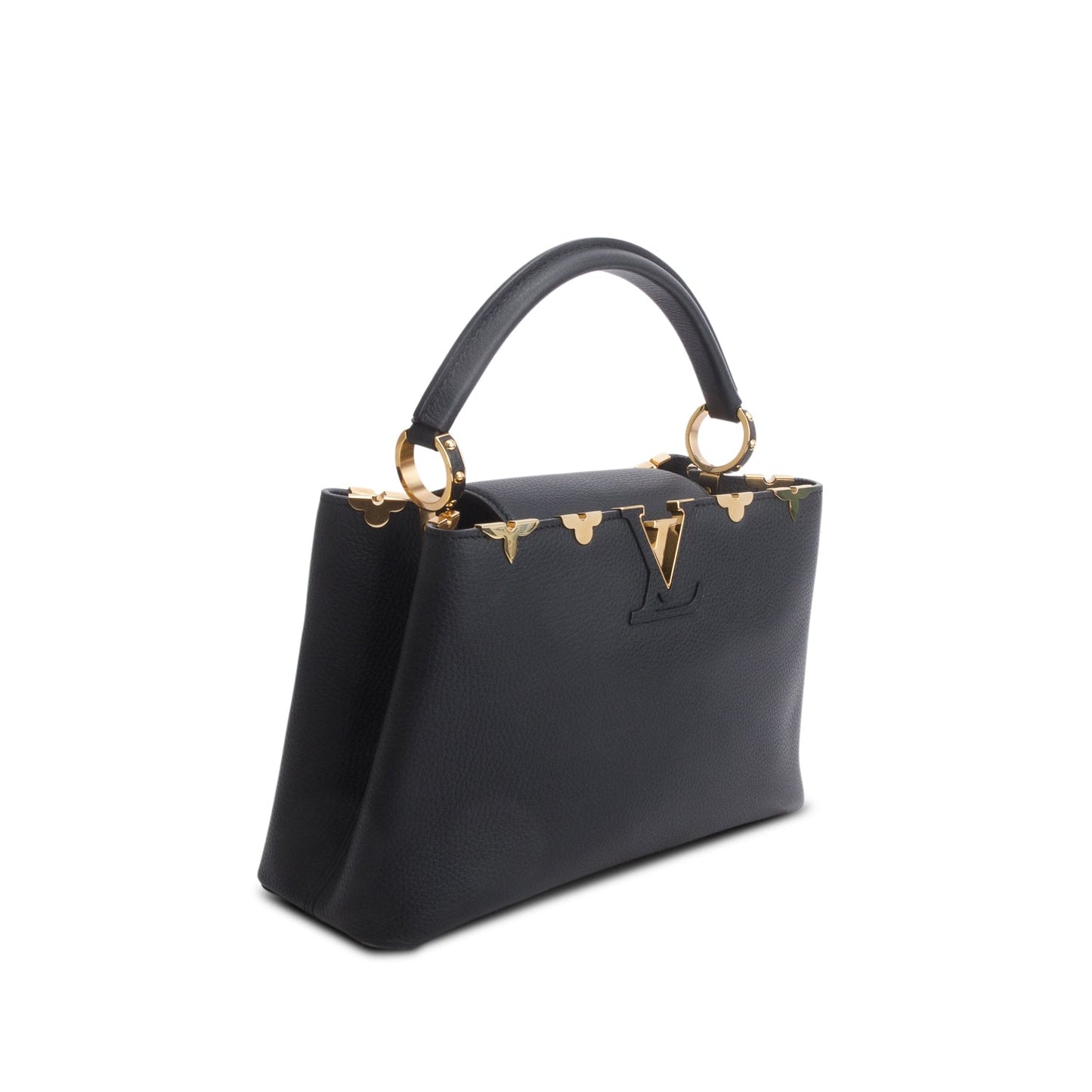 Louis Vuitton Black Taurillon Flower Crown Capucines MM