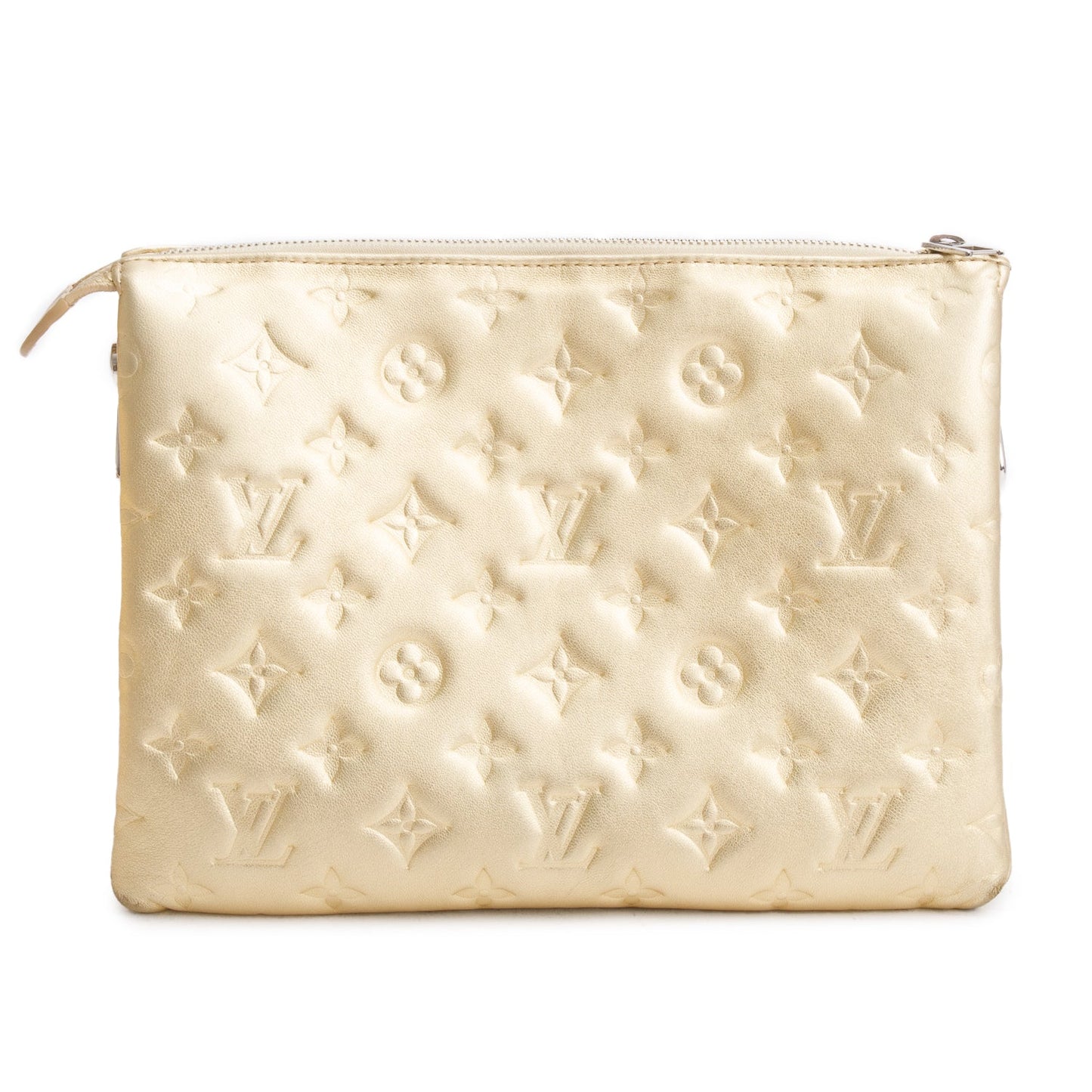 Louis Vuitton Gold Monogram Embossed Lambskin Leather Coussin PM