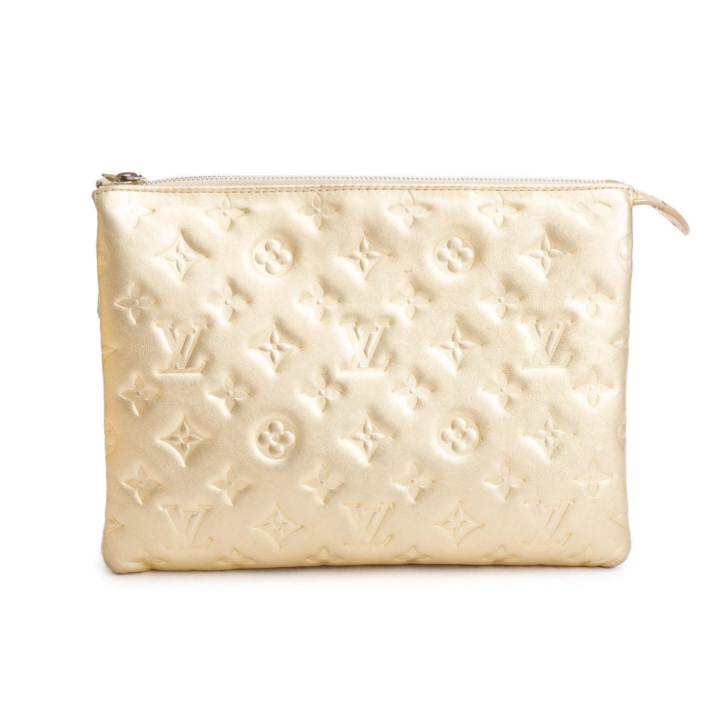 Louis Vuitton Gold Monogram Embossed Lambskin Leather Coussin PM