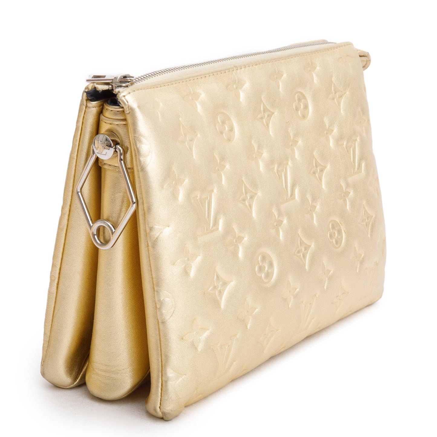 Louis Vuitton Gold Monogram Embossed Lambskin Leather Coussin PM