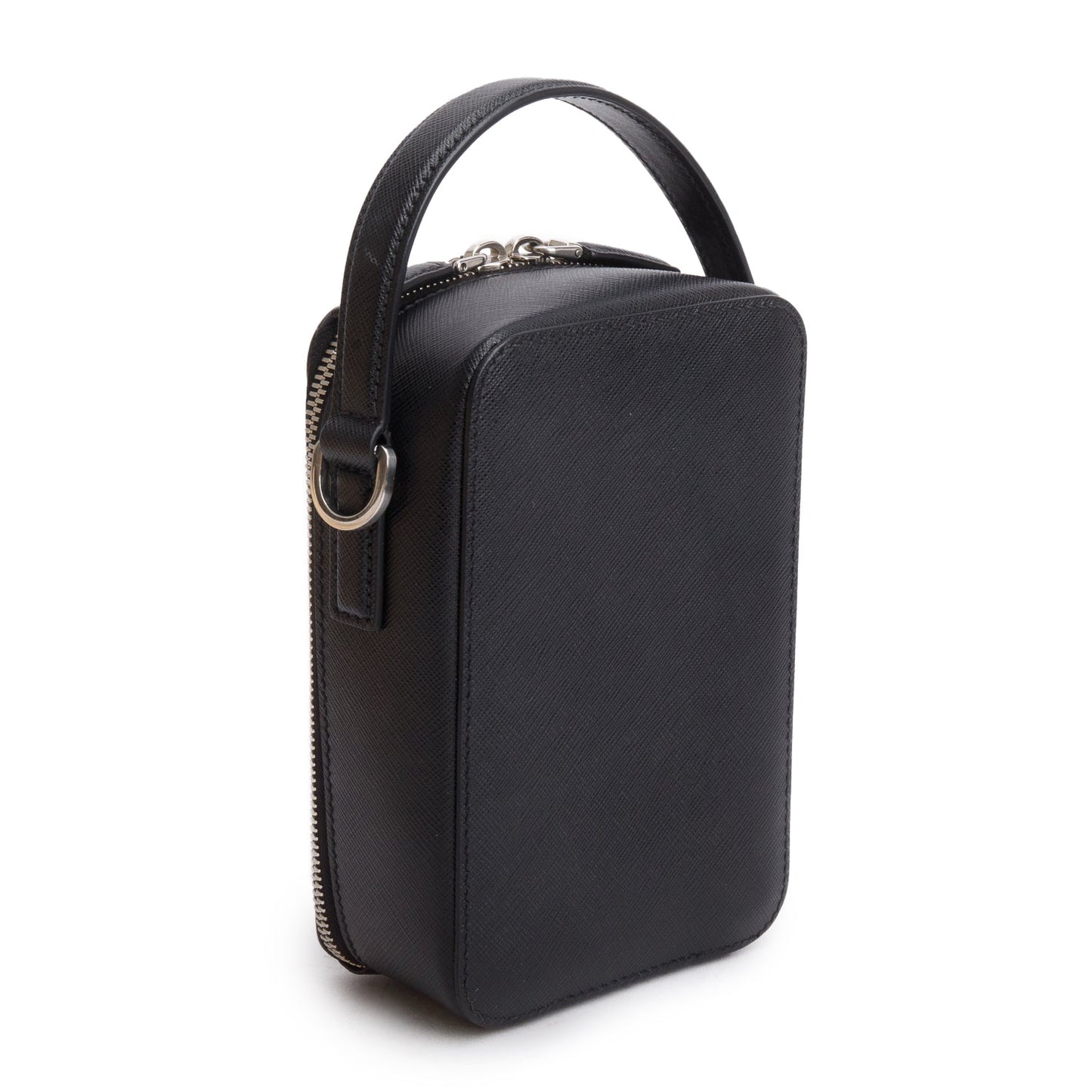 Prada Black Saffiano Leather Travel Brique Crossbody Bag