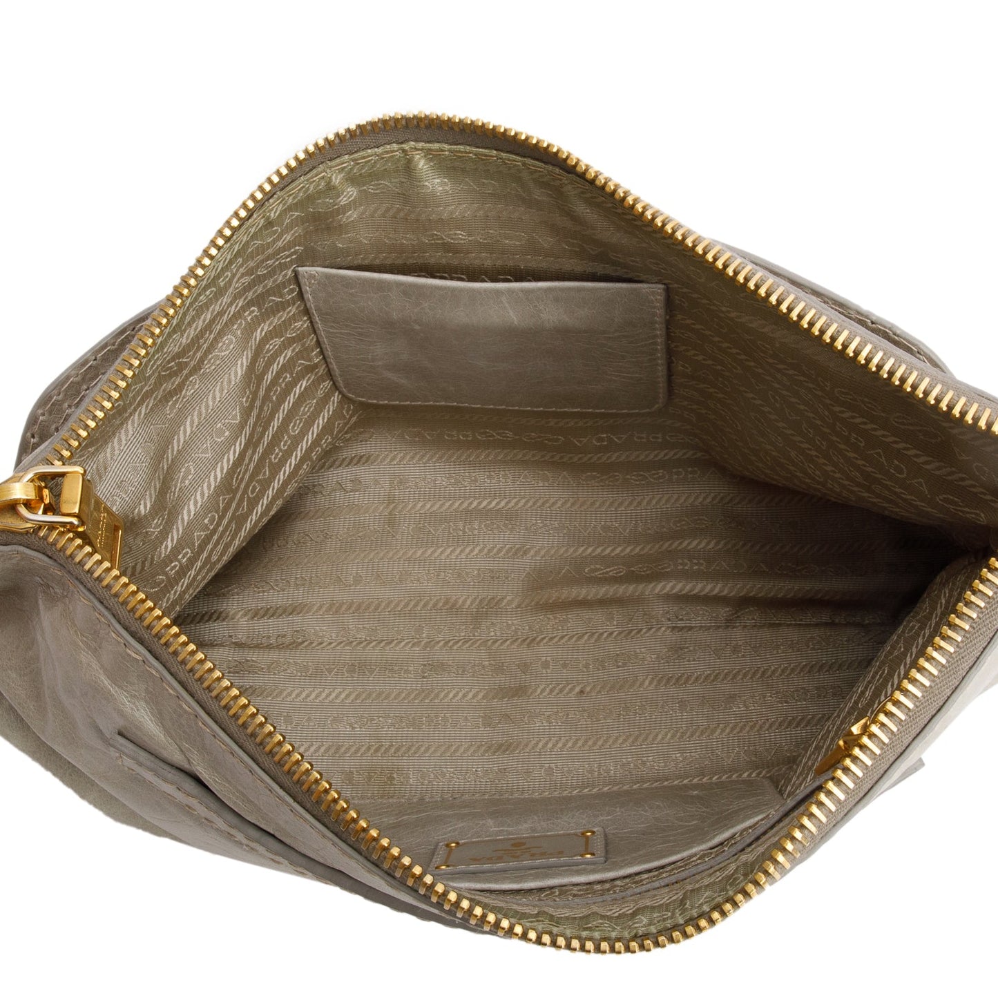 Prada Green Vitello Shine Pochette Clutch