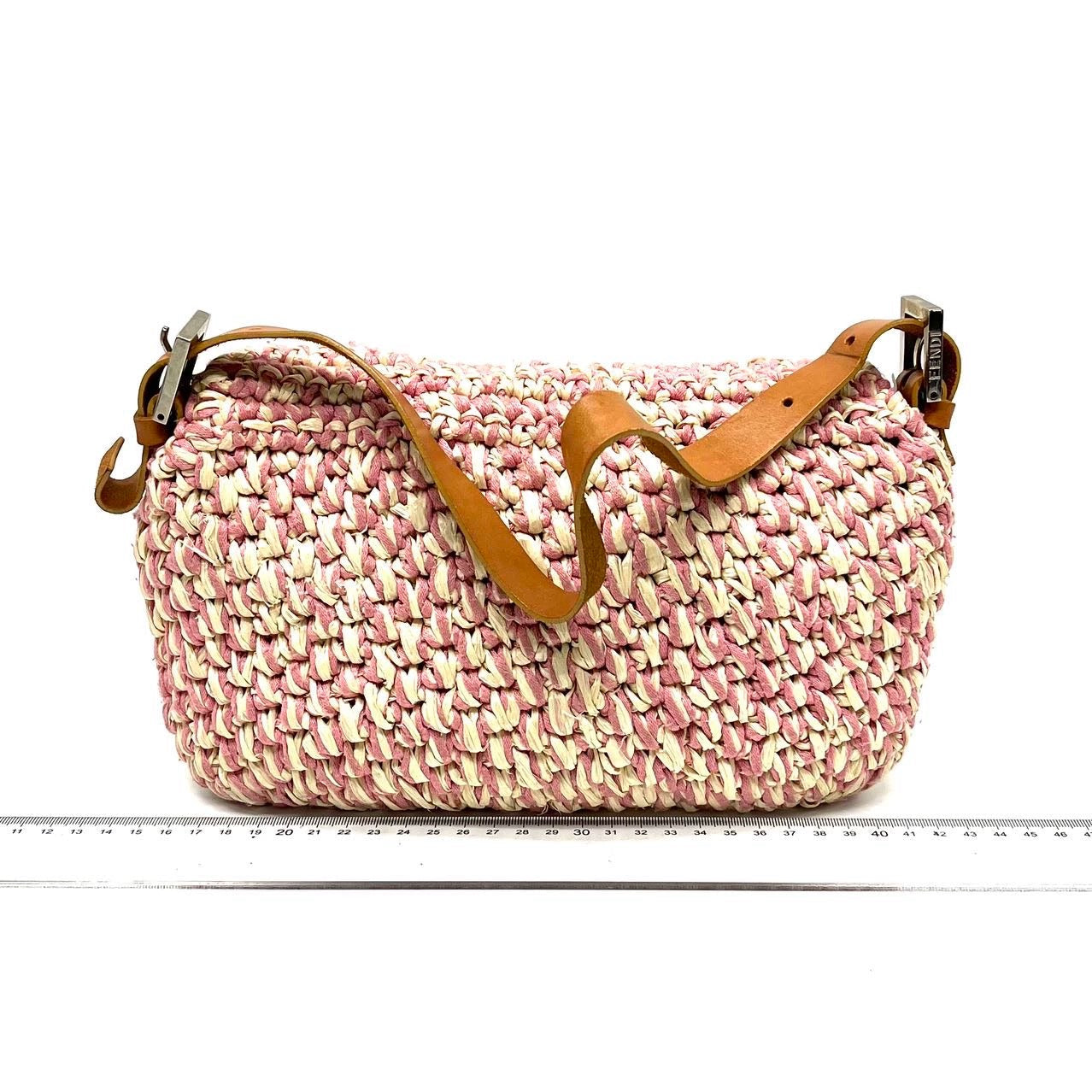 Fendi Baguette Raffia Straw Multicolor Shoulder Bag