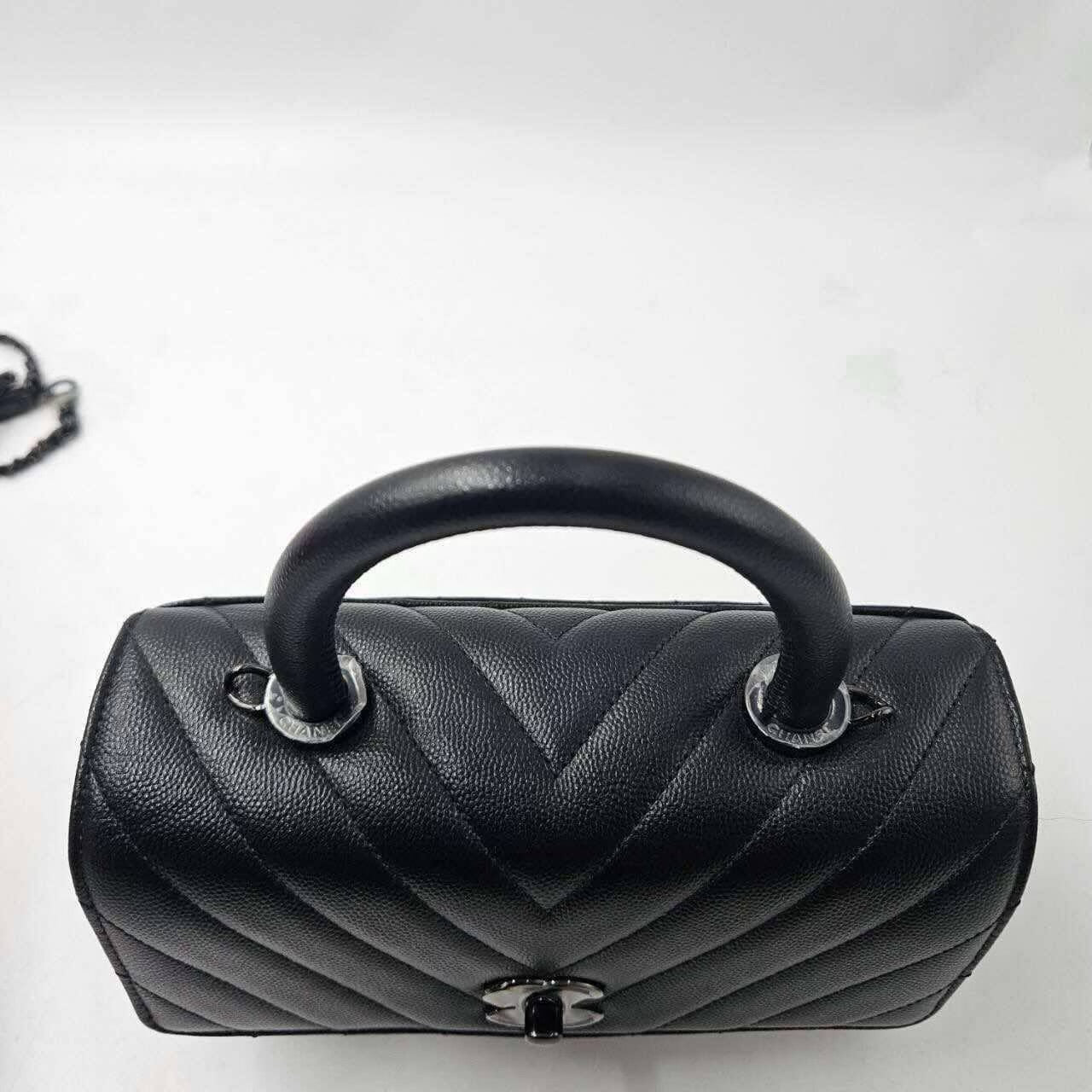 Chanel Chevron Small Caviar  Coco Top Handle Flap bag
