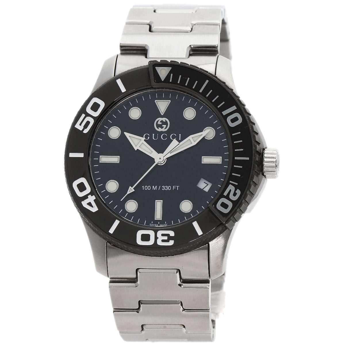 GUCCI Watches Quartz YA126.2 Stainless Steel , Stainless Steel Silver G timeless diver black dial mens