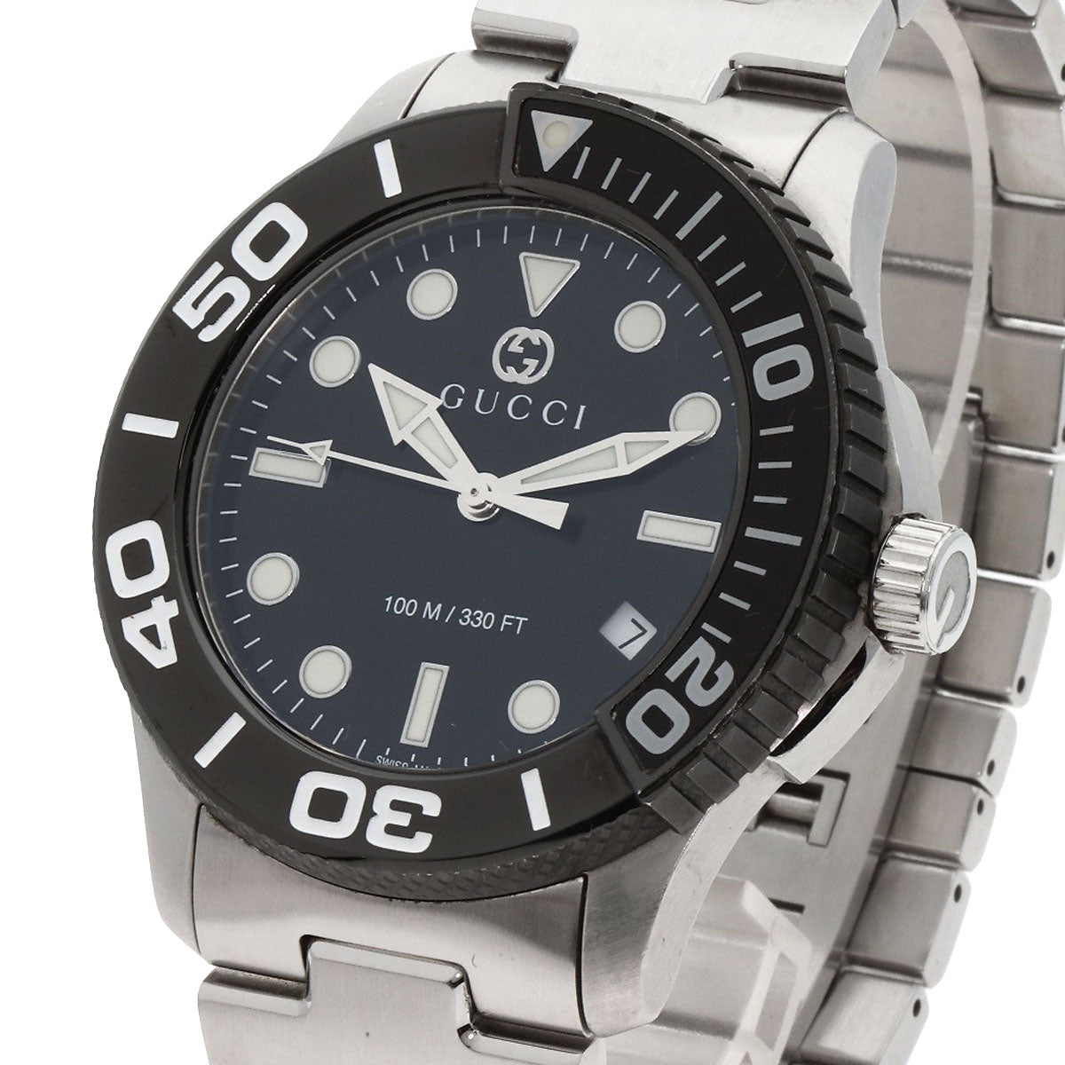 GUCCI Watches Quartz YA126.2 Stainless Steel , Stainless Steel Silver G timeless diver black dial mens
