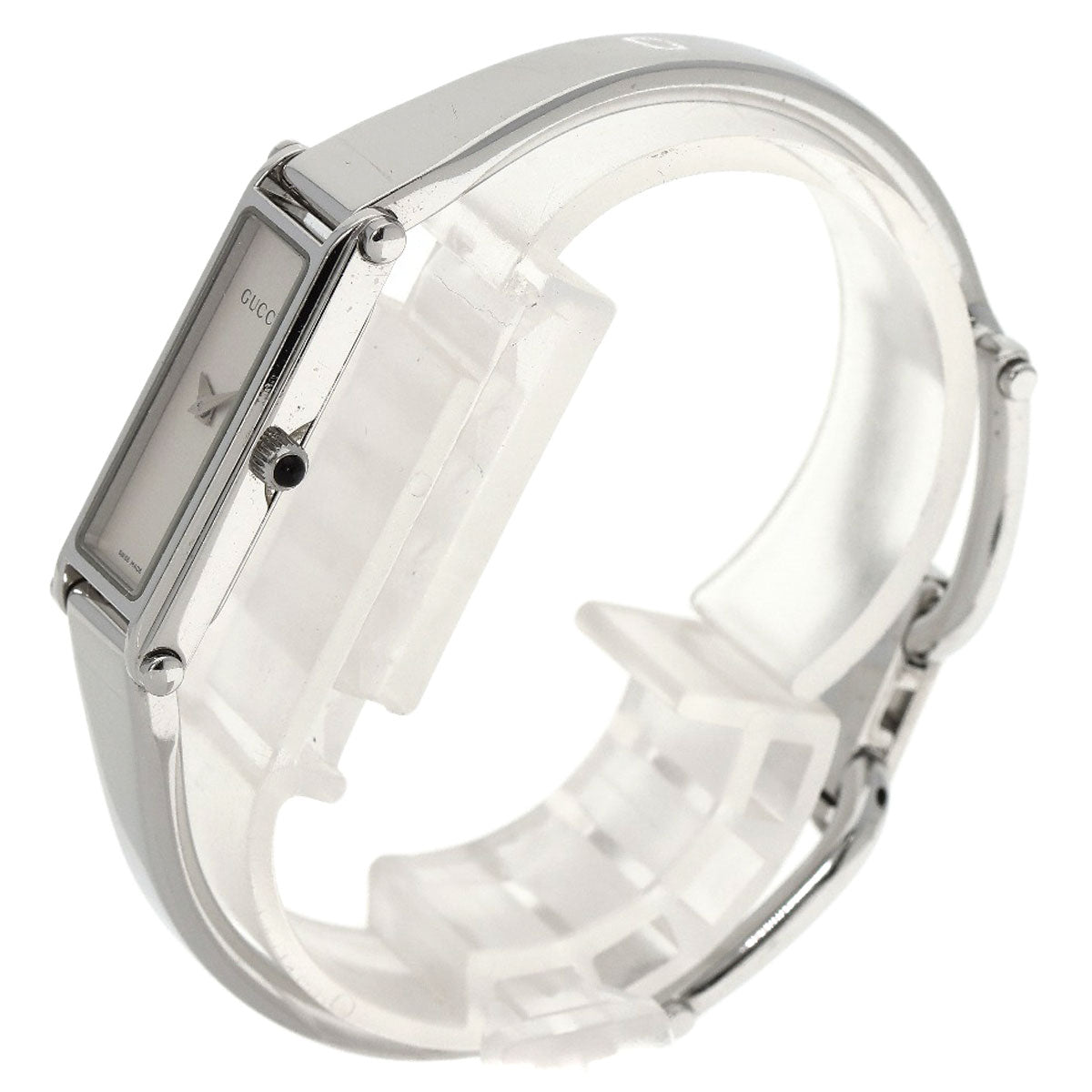 GUCCI Watches Quartz 1500L Stainless Steel , Stainless Steel Silver Square face bangle Silver dial Women
