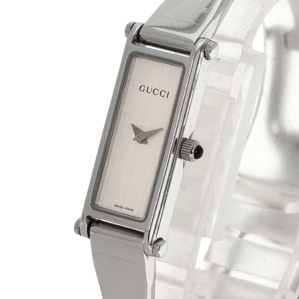 GUCCI Watches Quartz 1500L Stainless Steel , Stainless Steel Silver Square face bangle Silver dial Women
