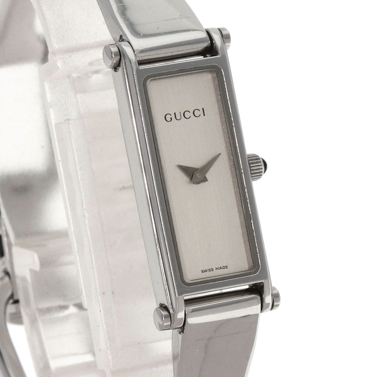 GUCCI Watches Quartz 1500L Stainless Steel , Stainless Steel Silver Square face bangle Silver dial Women