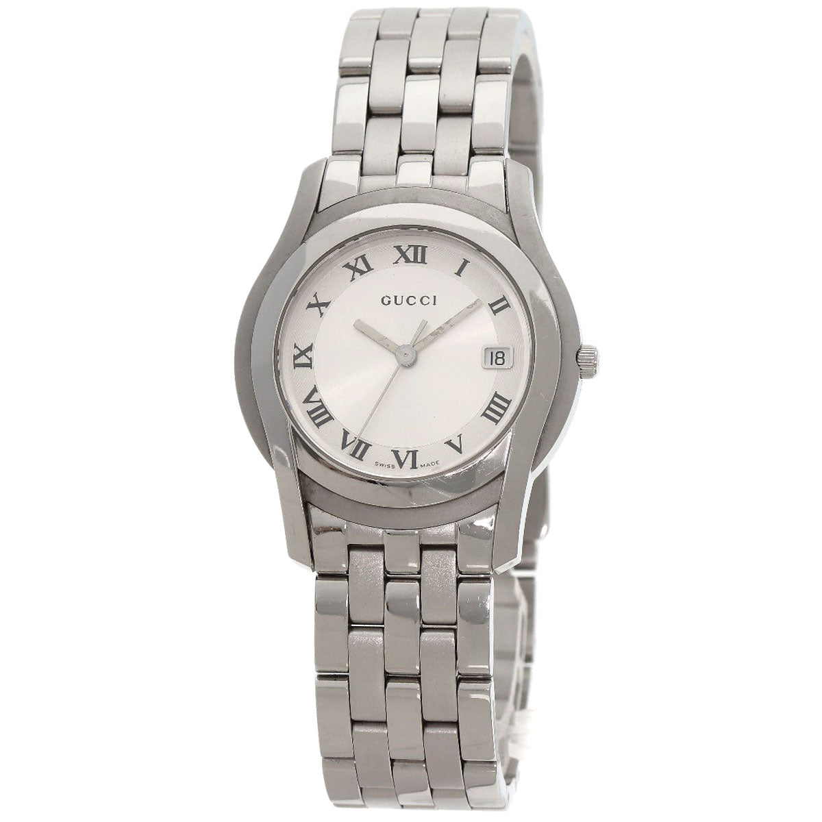 GUCCI Watches Quartz 5500M Stainless Steel , Stainless Steel Silver Round face Silver dial mens