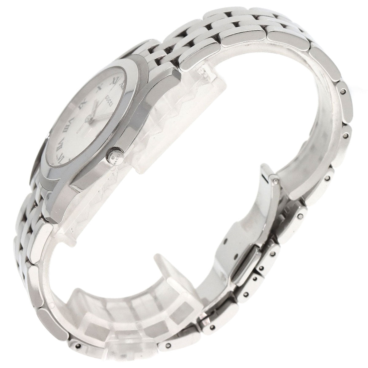 GUCCI Watches Quartz 5500M Stainless Steel , Stainless Steel Silver Round face Silver dial mens