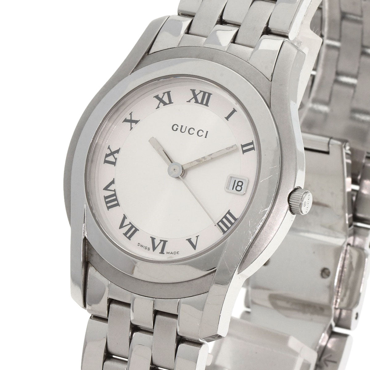 GUCCI Watches Quartz 5500M Stainless Steel , Stainless Steel Silver Round face Silver dial mens
