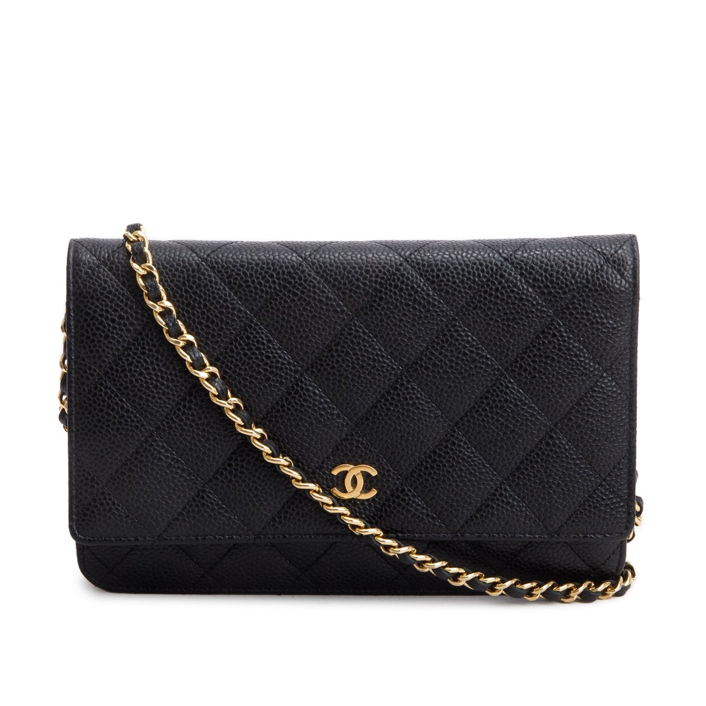 Chanel Black Caviar Quilted Classic Wallet on Chain