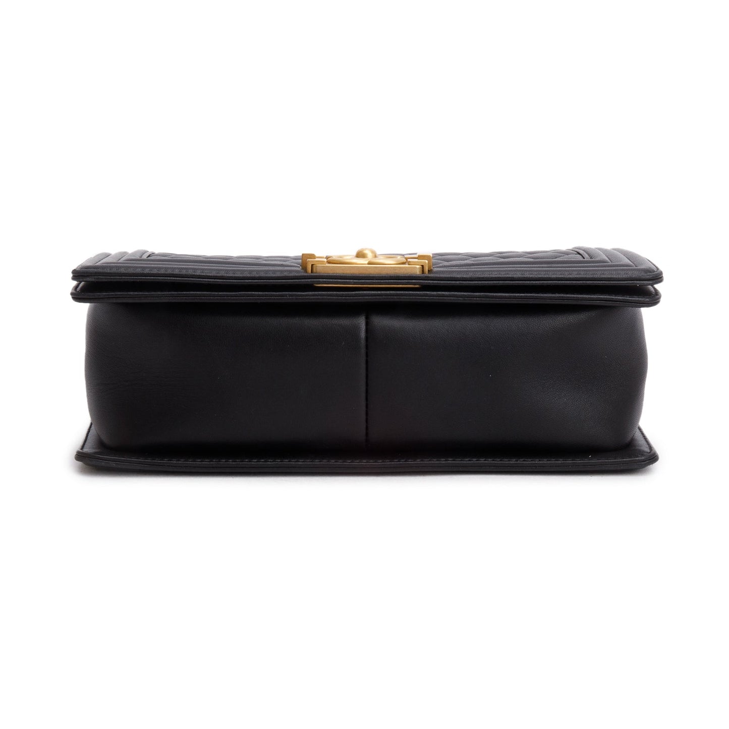 Chanel Black Lambskin Quilted Medium Boy Flap