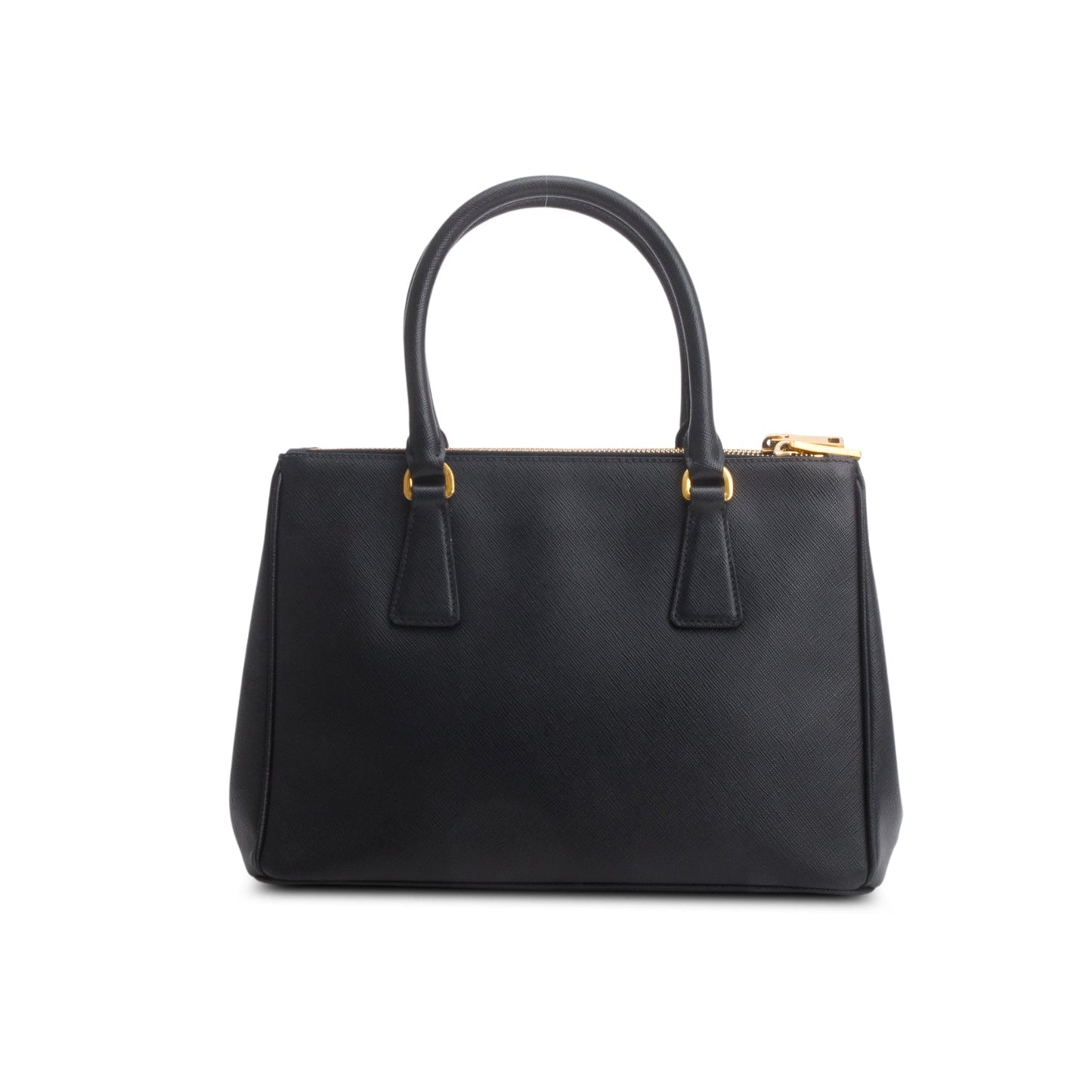 Prada Black Saffiano Leather Small Double Zip Galleria Tote