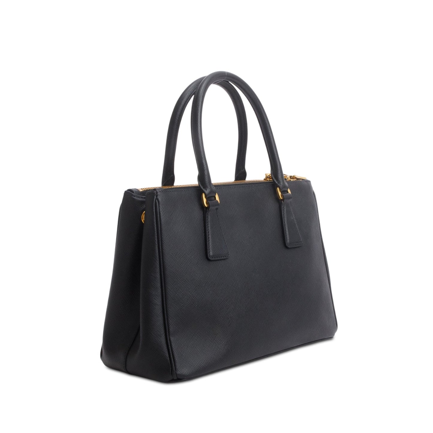 Prada Black Saffiano Leather Small Double Zip Galleria Tote