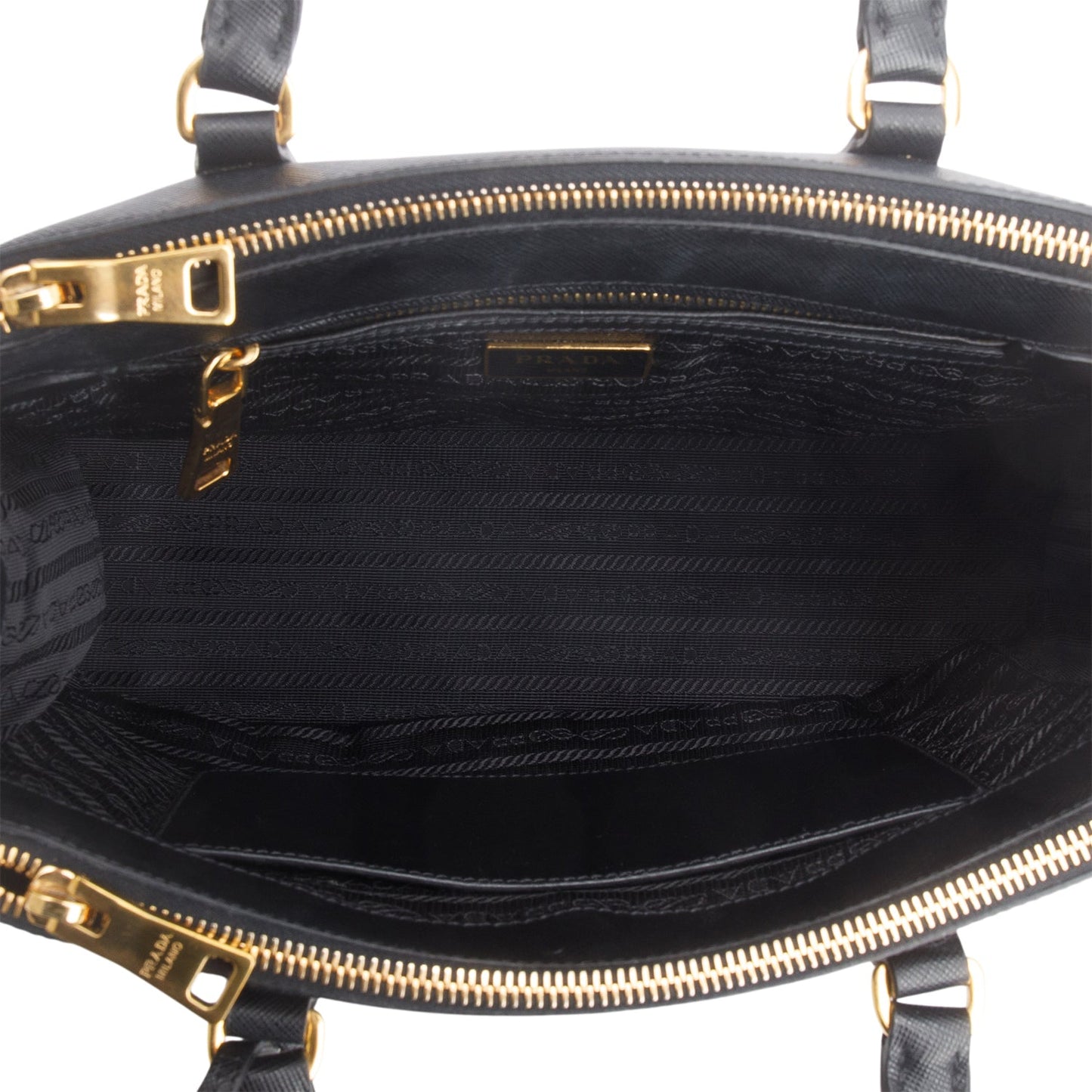 Prada Black Saffiano Leather Small Double Zip Galleria Tote