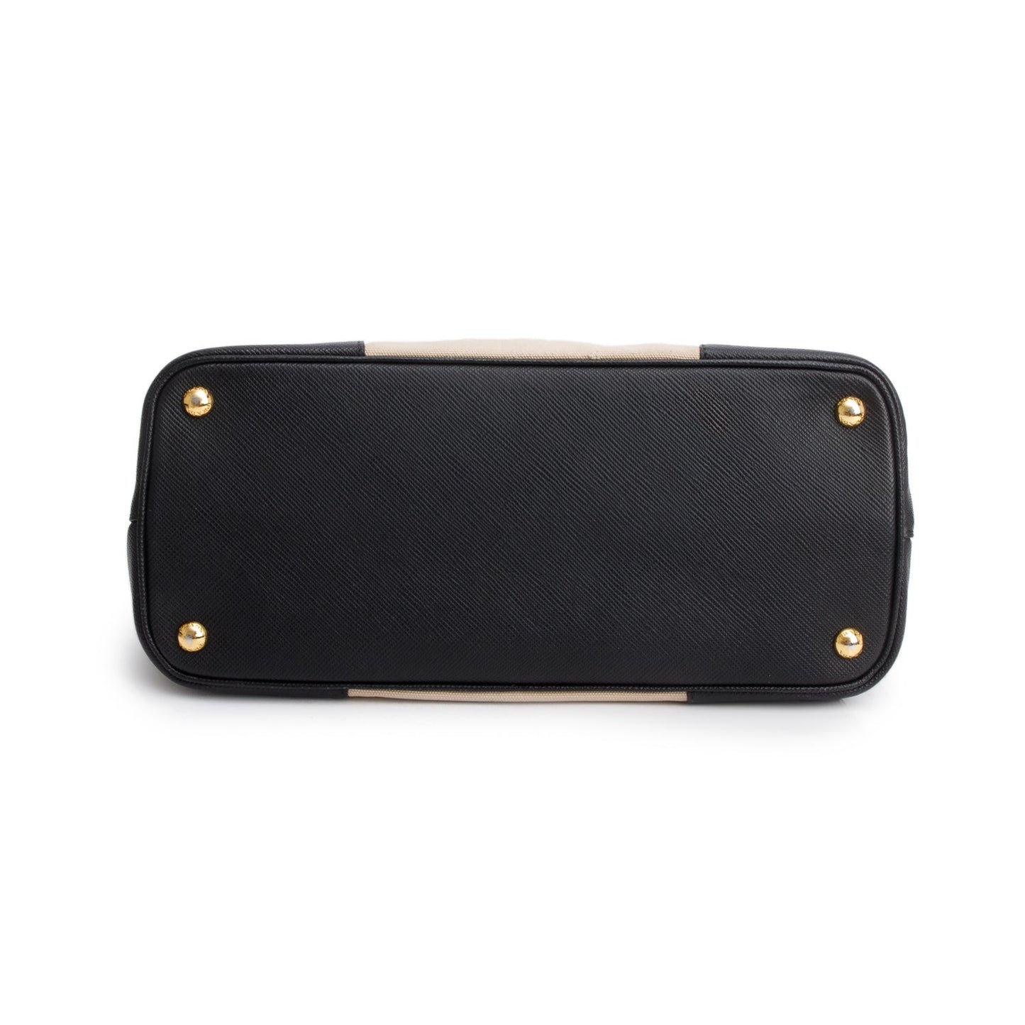 Prada Black Saffiano Lux and Beige Canapa Medium Galleria Tote