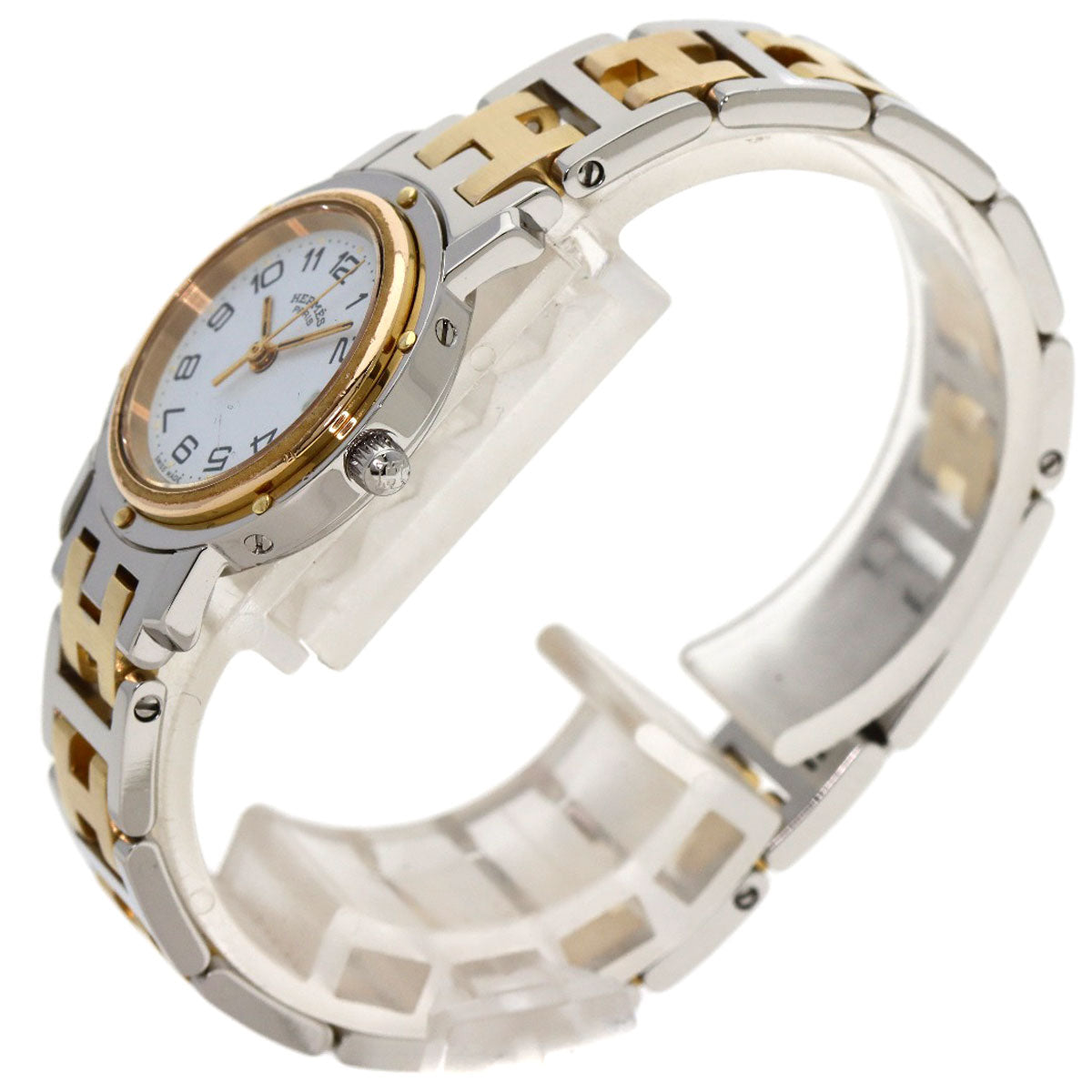 HERMES Watches Quartz Stainless Steel , SSxGP gold clipper old buckle white dial Women
