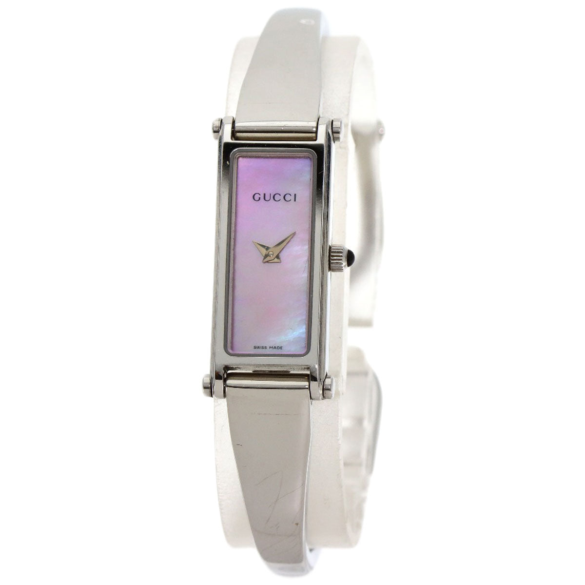 GUCCI Watches Quartz 1500L Stainless Steel , Stainless Steel Silver Square face Pink shell dial Women