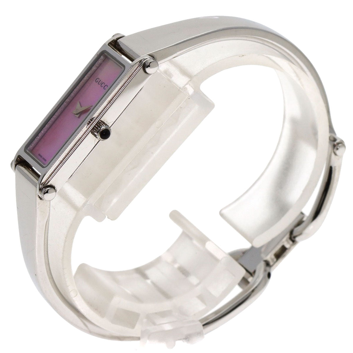 GUCCI Watches Quartz 1500L Stainless Steel , Stainless Steel Silver Square face Pink shell dial Women