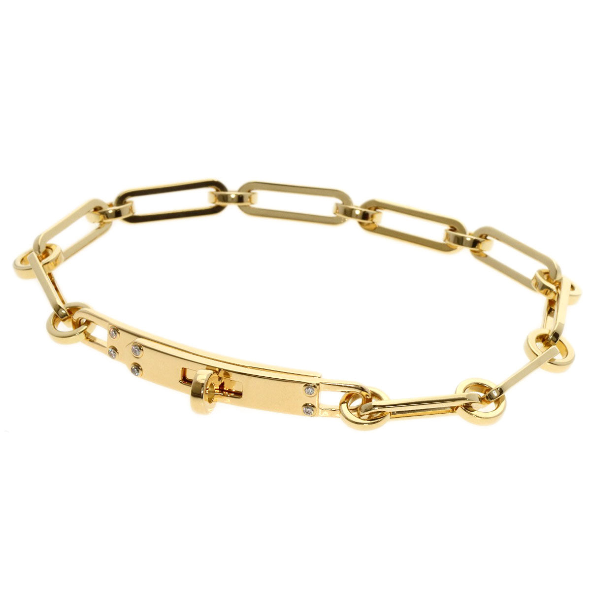 HERMES bracelet 18K Yellow Gold gold Kelly Chaine PM 6P Diamond Women