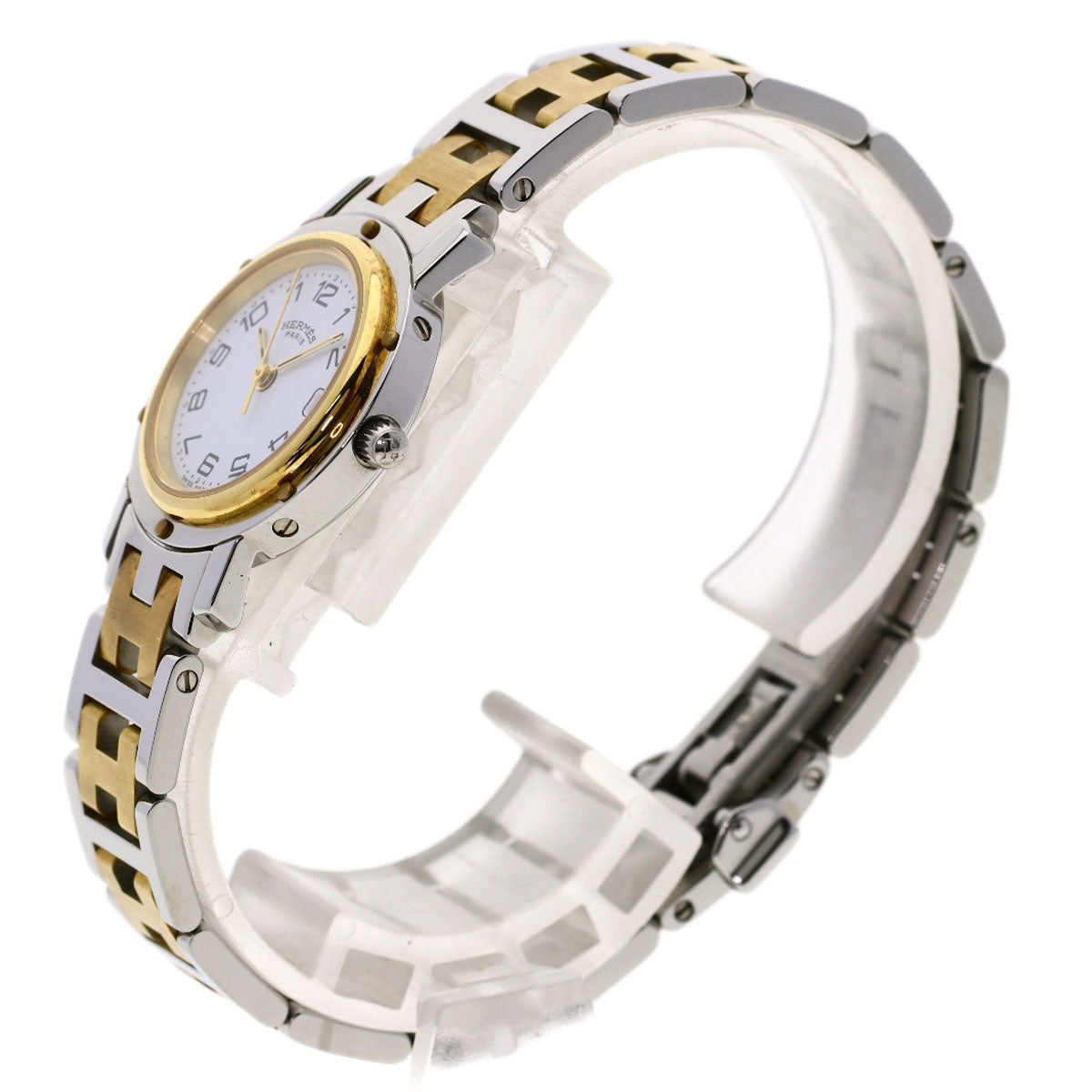 HERMES Watches Quartz CL4.220 Stainless Steel , SSxGP gold Clipper white dial Women