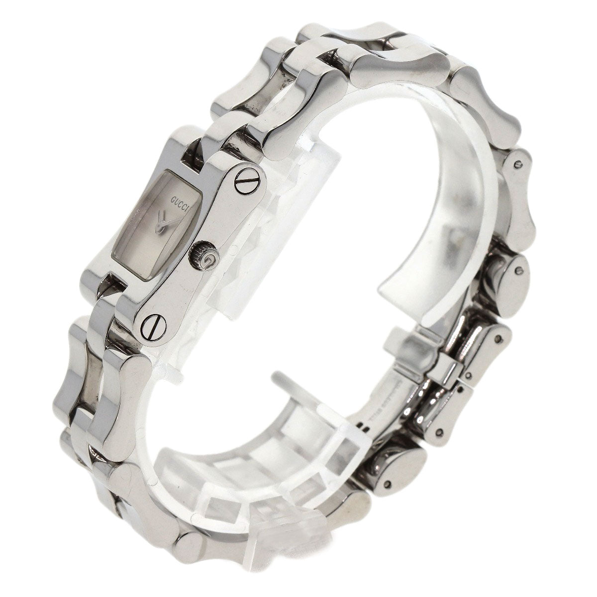 GUCCI Watches Quartz 2305L Stainless Steel , Stainless Steel Silver Square face Silver dial Women