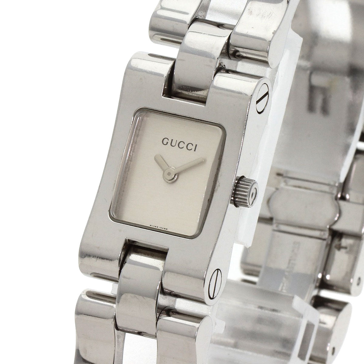 GUCCI Watches Quartz 2305L Stainless Steel , Stainless Steel Silver Square face Silver dial Women