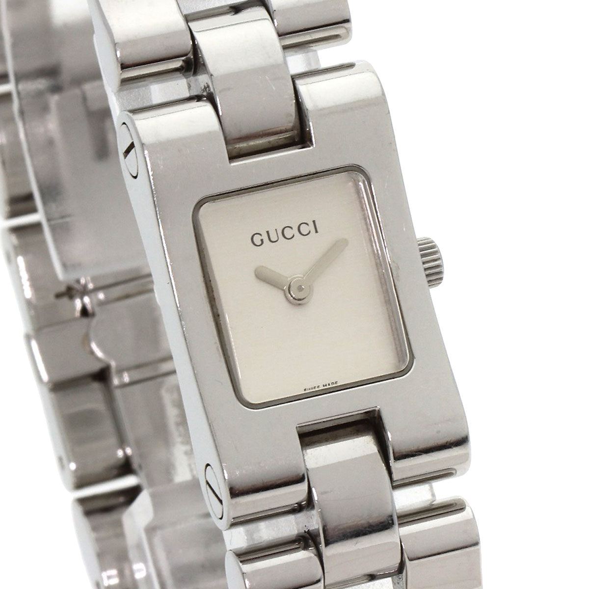 GUCCI Watches Quartz 2305L Stainless Steel , Stainless Steel Silver Square face Silver dial Women