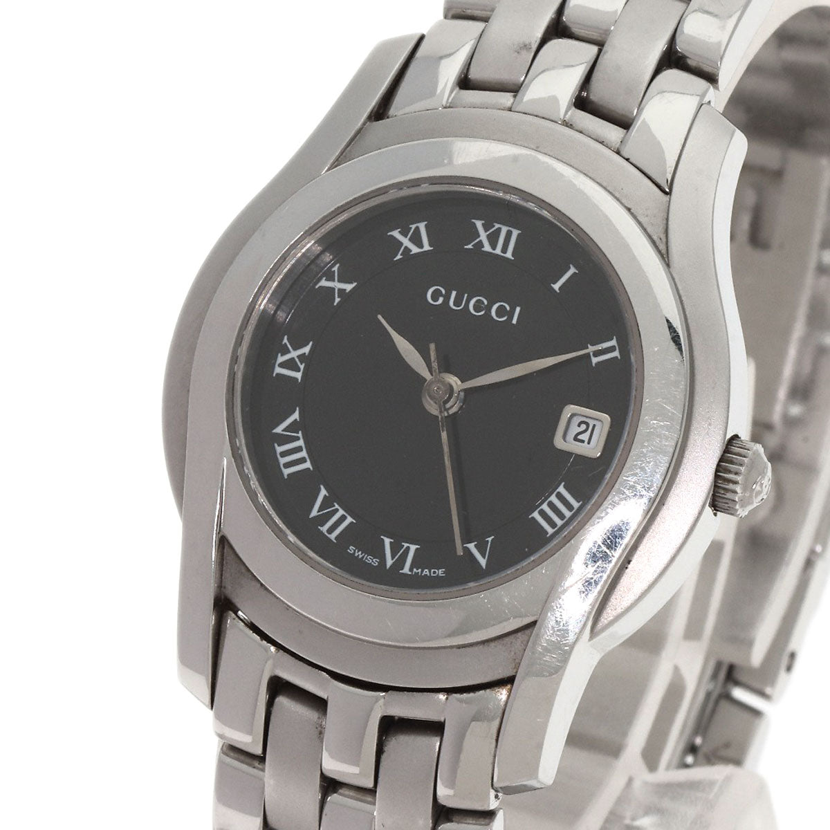GUCCI Watches Quartz Stainless Steel , Stainless Steel Silver 5500L black dial Women